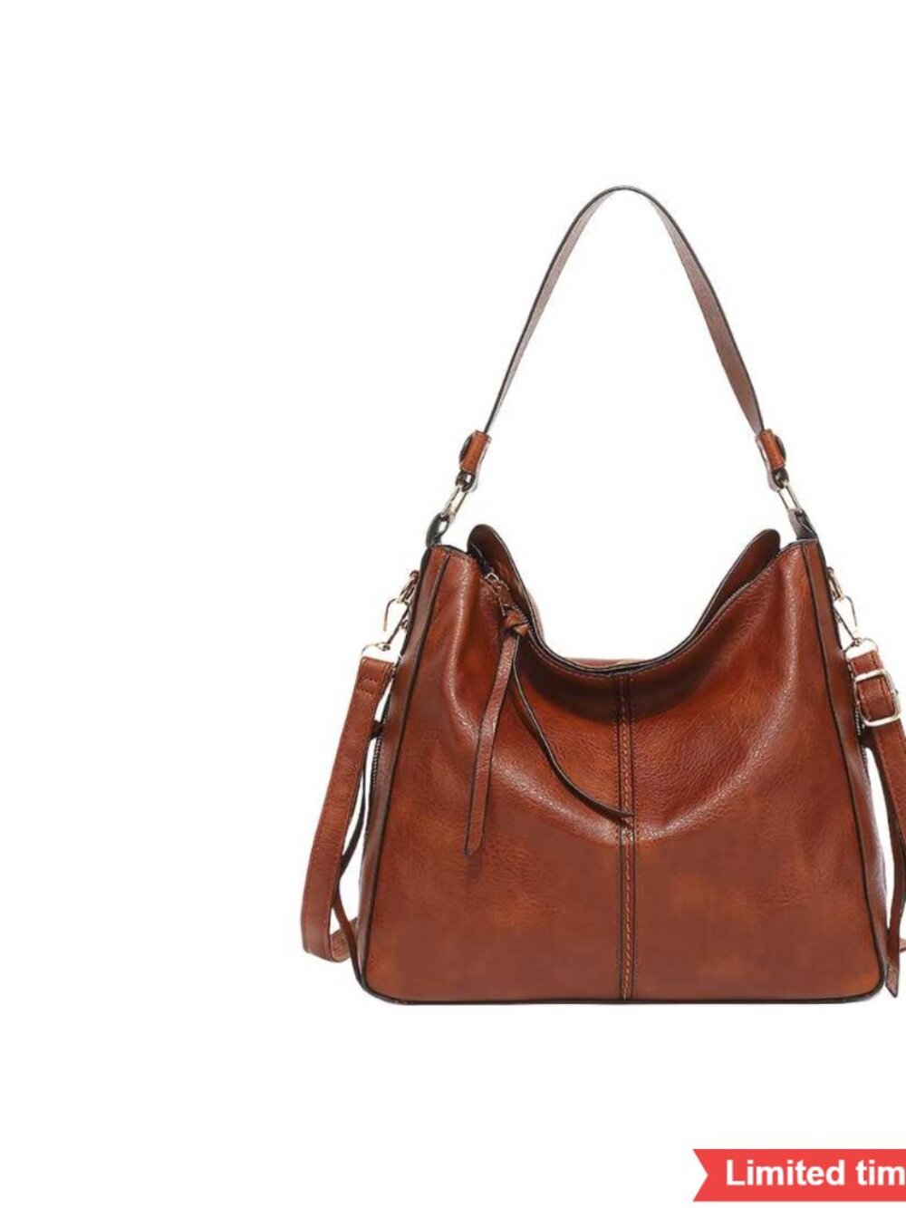 Large Vegan Synthetic Leather Hobo Bag for Work Travel, Fits 14.5" Laptop